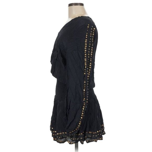 Muche et Muchette Xiu Smocked Dropped Waist Studded Western Mini Dress Sz. O/S - Picture 4 of 8